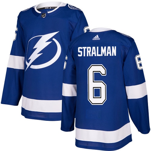 Adidas Men Tampa Bay Lightning #6 Anton Stralman Blue Home Authentic Stitched NHL Jersey